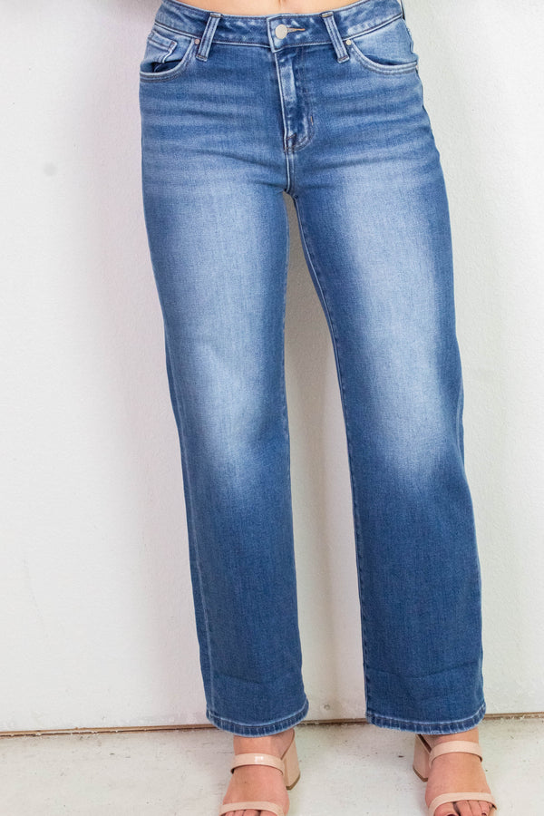 Emma Mid Rise Crop Cuffed Jeans, Medium
