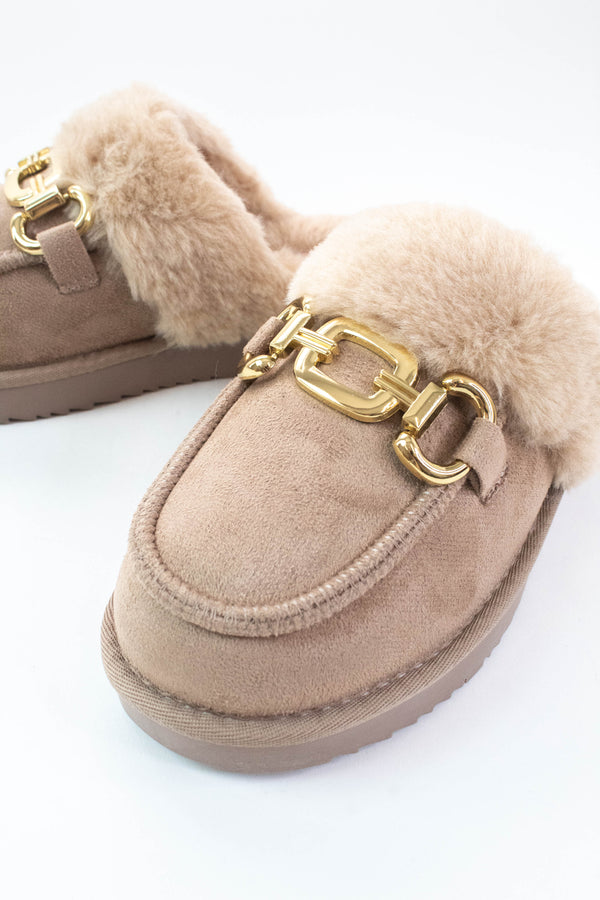 Davos Gold Detail Slip On Mule, Taupe | Beach by Matisse