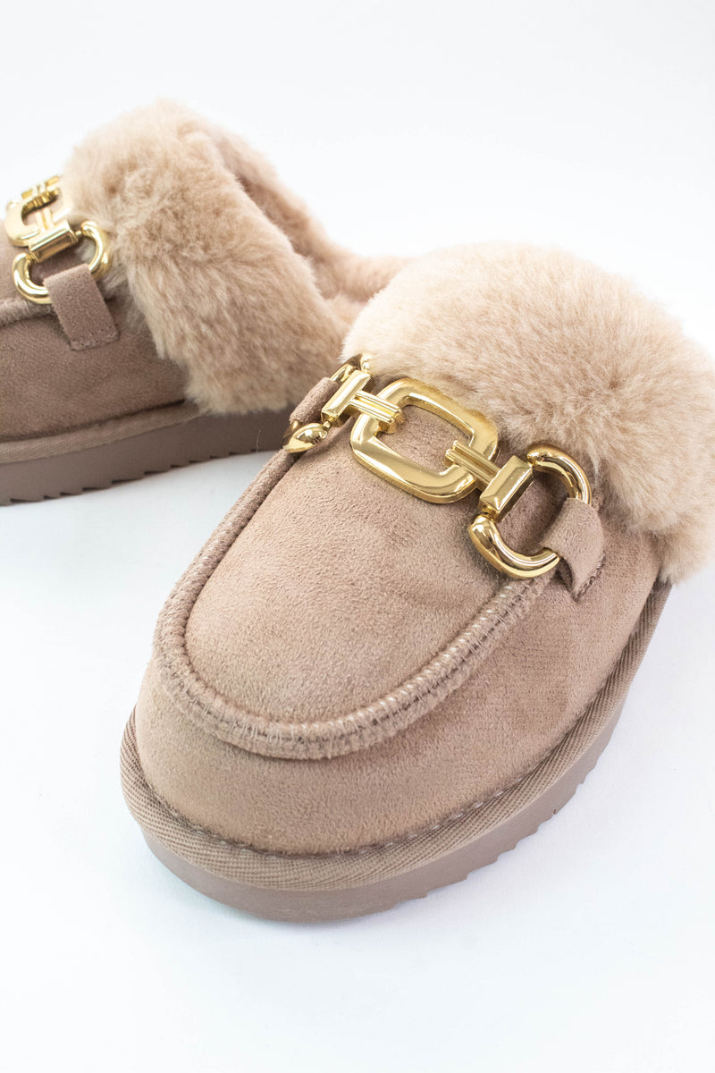 Davos Gold Detail Slip On Mule, Taupe | Beach by Matisse