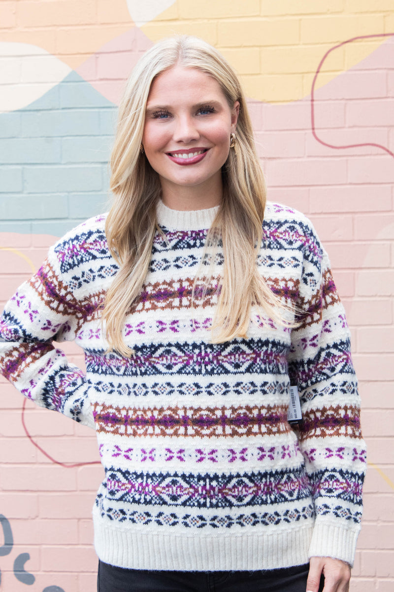 Shinza Crewneck Sweater, White Beach | RD Style
