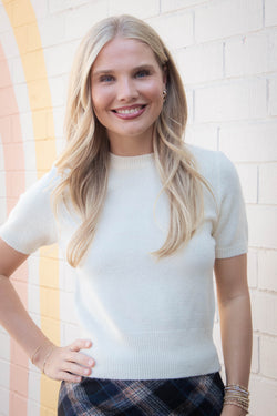 Harper Round Neck Knit Top, Cream