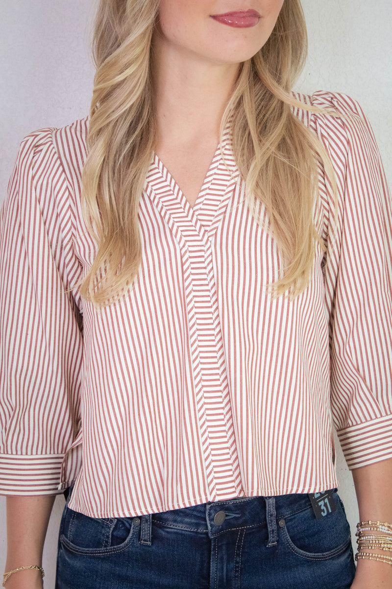Hazel Striped Blouse, Rust