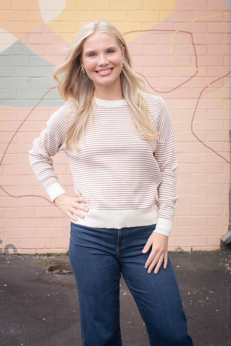 Ophelia Lightweight Striped Sweater, Sienna