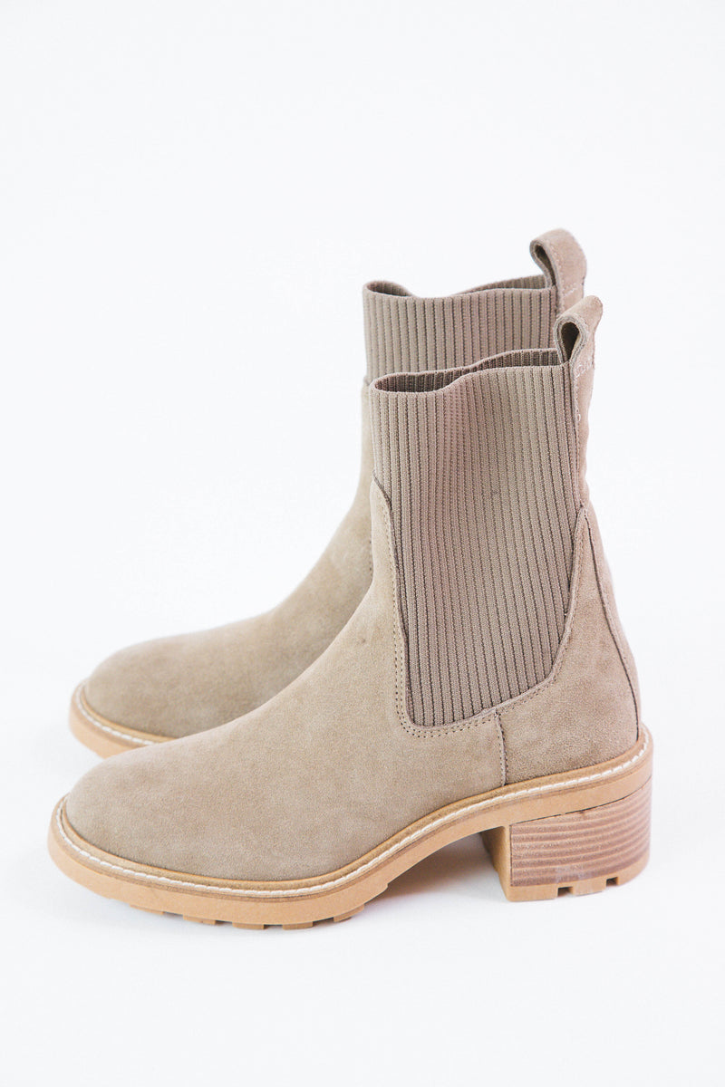 Kiley Pull On Chelsea Boot, Taupe Suede | Steve Madden