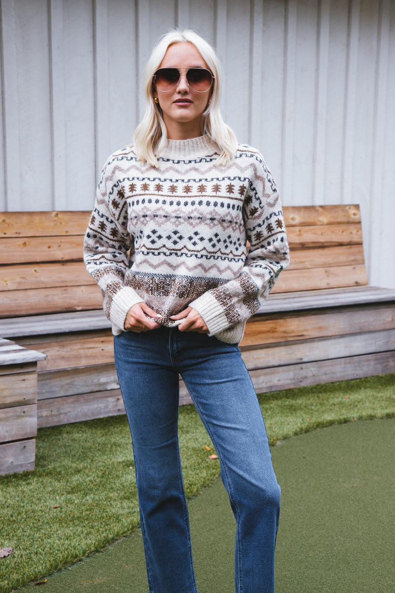 Fayth Fairisle Sweater, Beige