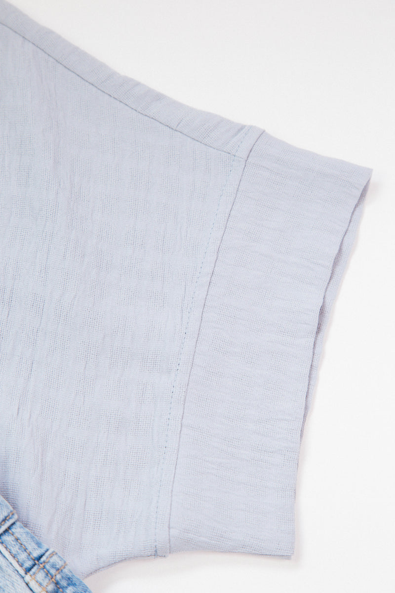 Oden V-Neck Textured Top, Steel Blue