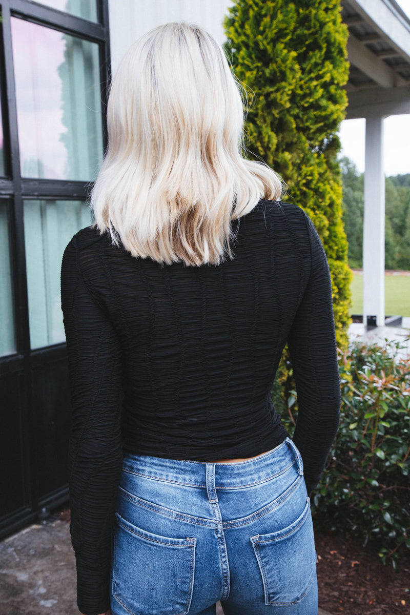 Back in Time Long Sleeve Knit Top, Black
