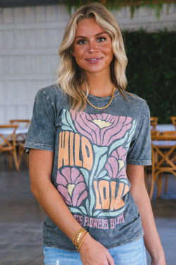 Wild Love Boyfriend Graphic Tee, Stone Gray
