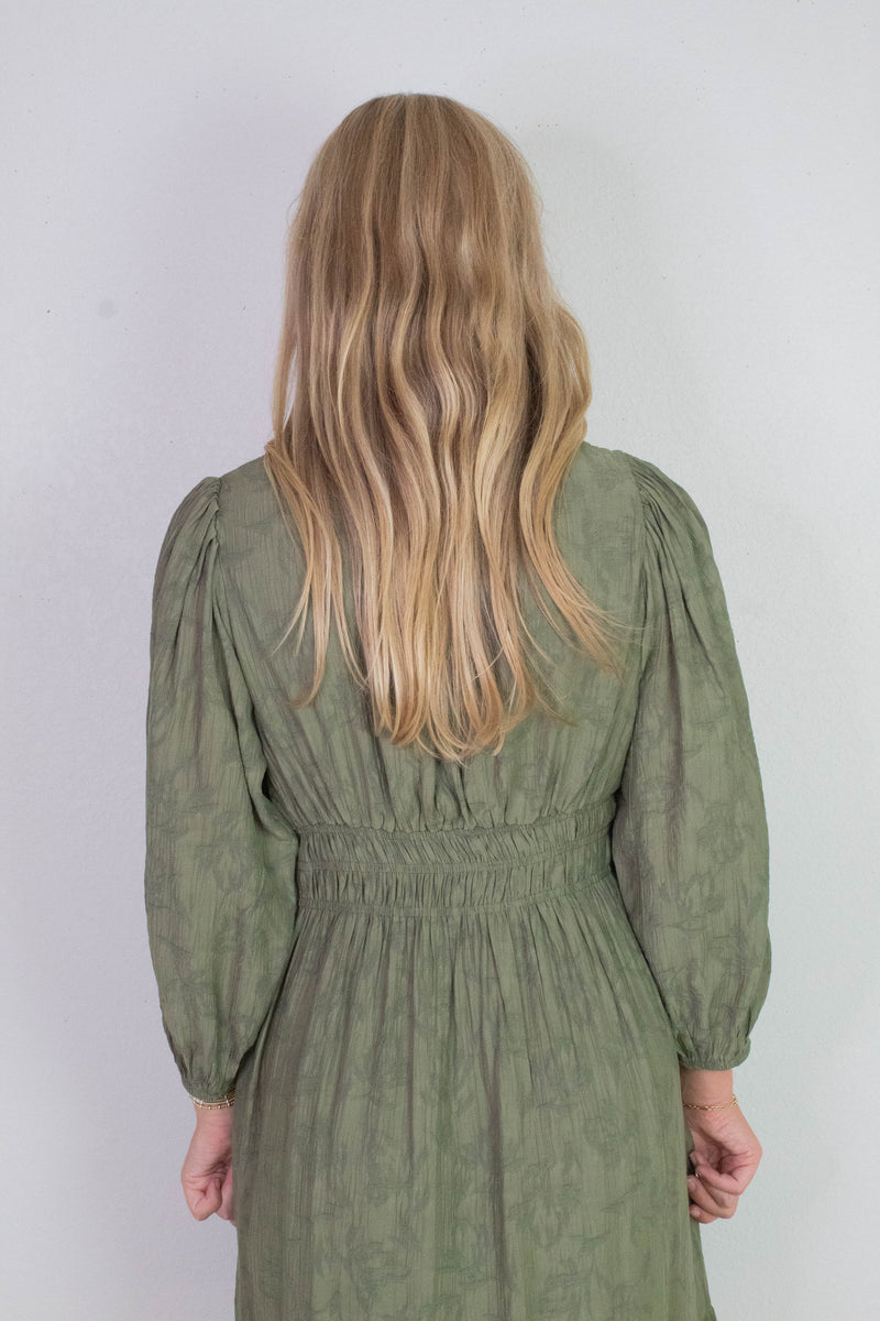 Grace Jacquard Midi Dress, Olive