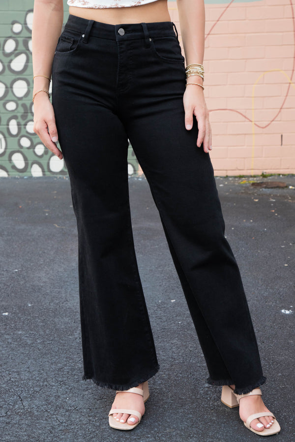Brielle High Rise Wide Leg Jeans, Black