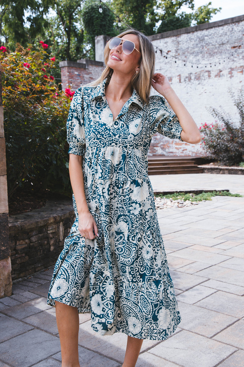 Before Dawn Midi Dress, Peacock | Extended Sizes