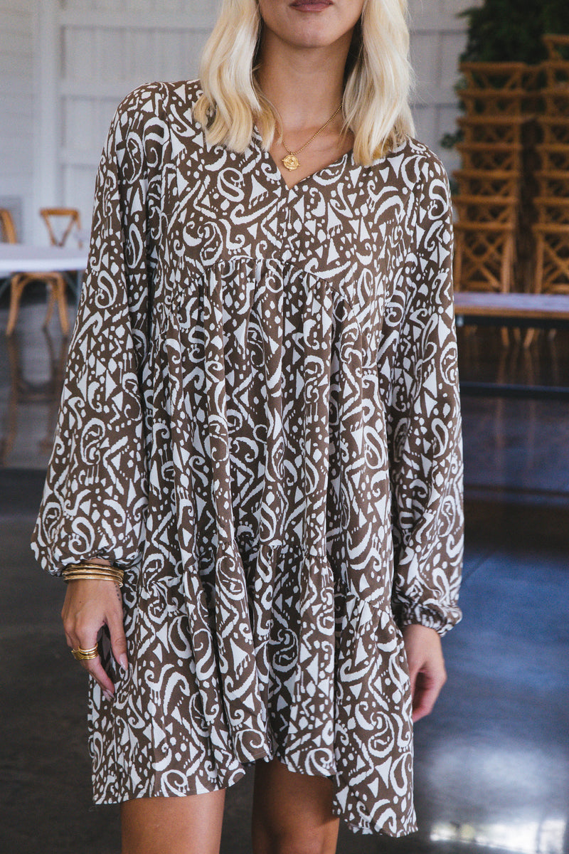 Lua Tiered Dress, Mocha Mix