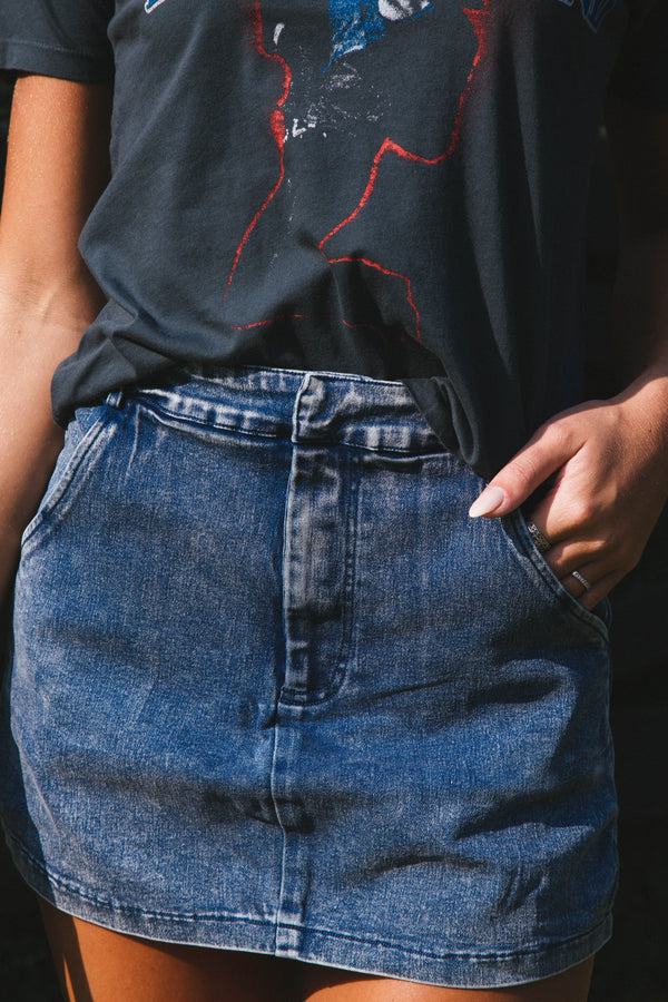 Zoey Washed Denim Skort, Denim Acid