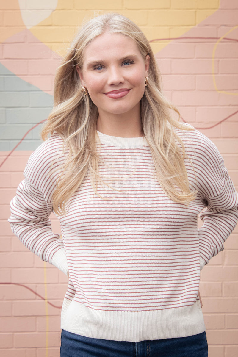 Ophelia Lightweight Striped Sweater, Sienna