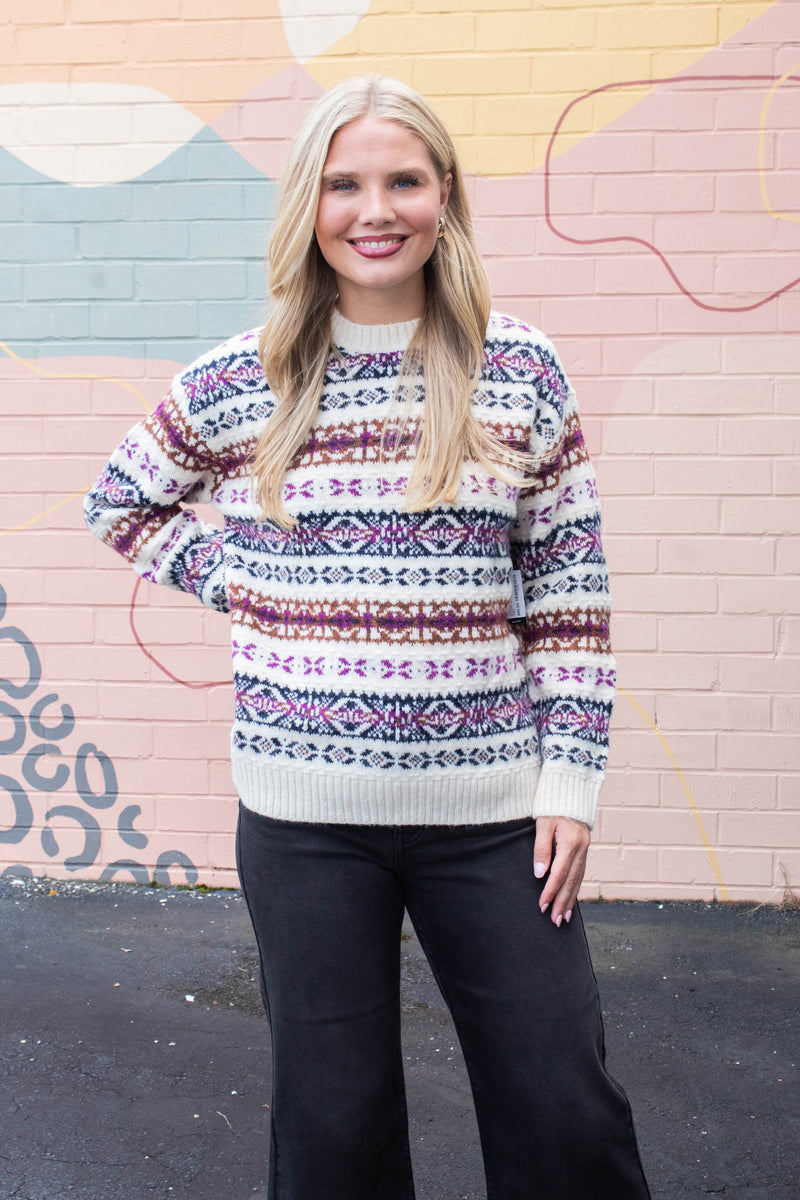 Shinza Crewneck Sweater, White Beach | RD Style