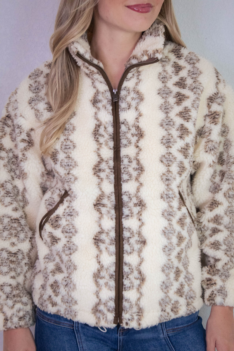 Whistler Sherpa Zip Front Jacket, Brown | RD Style