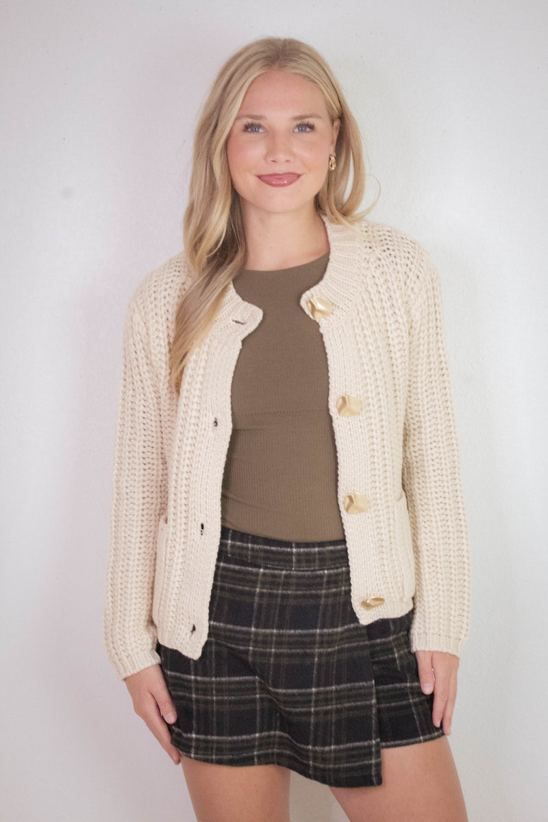 Malaya Wrap Front Plaid Skort, Black/Olive