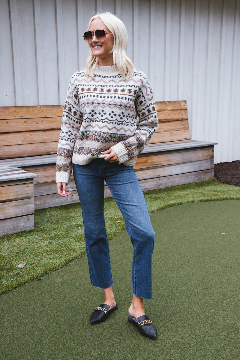 Fayth Fairisle Sweater, Beige