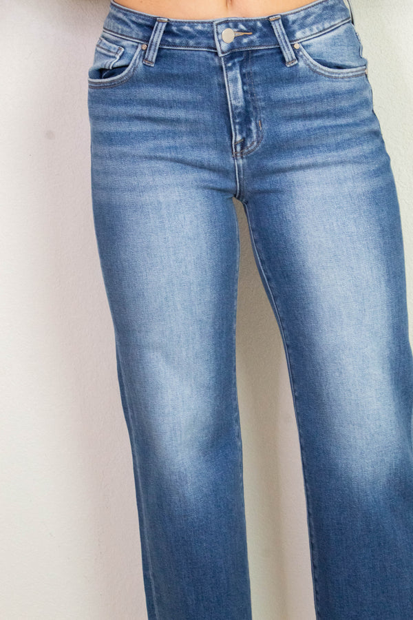 Emma Mid Rise Crop Cuffed Jeans, Medium