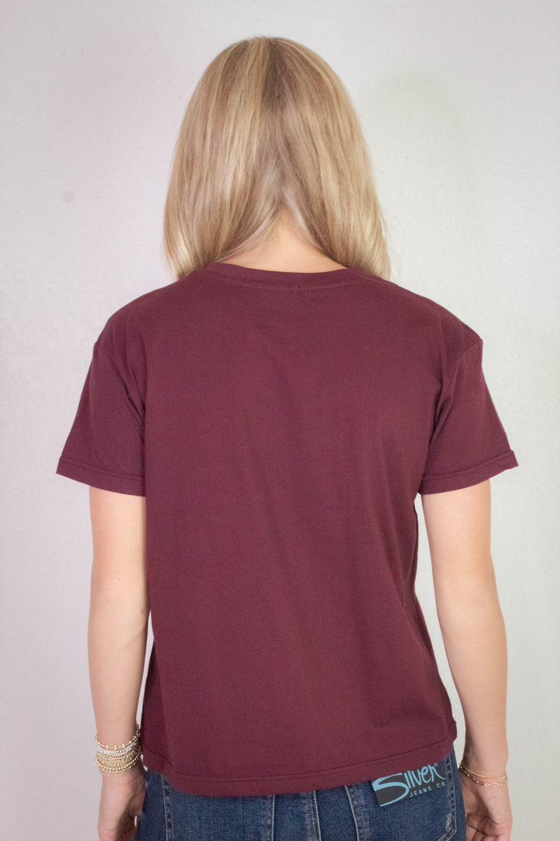 Sarah Round Neck Tee, Burgundy