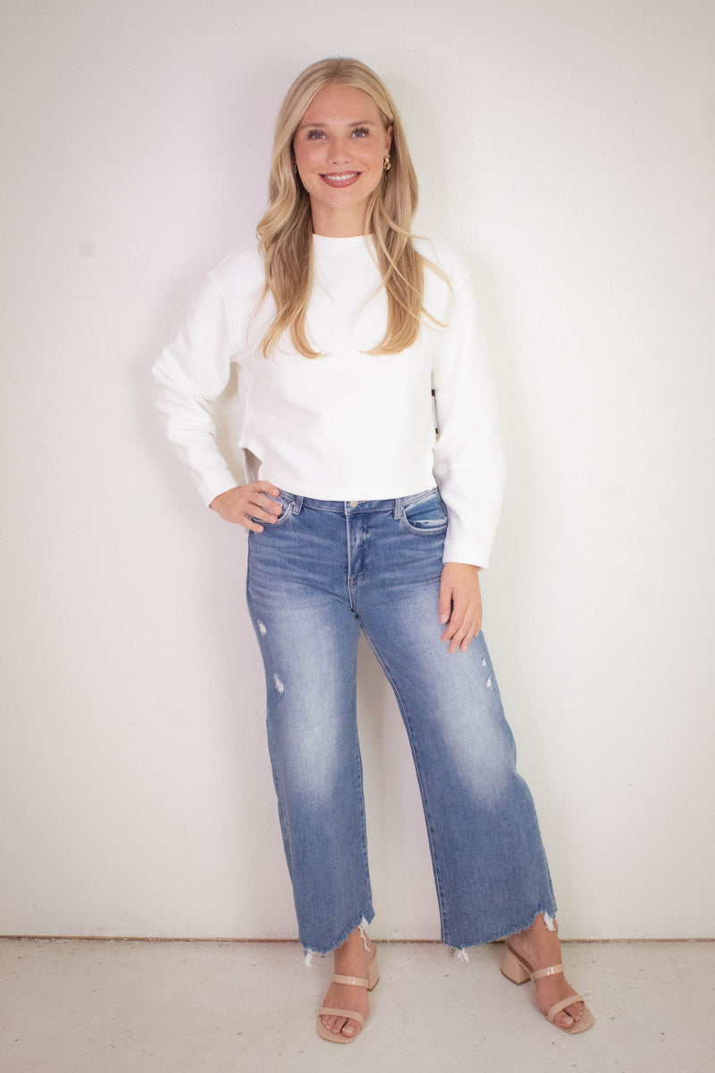 Lucina Ottoman Knit High Low Top, Calla Lilly | RD Style