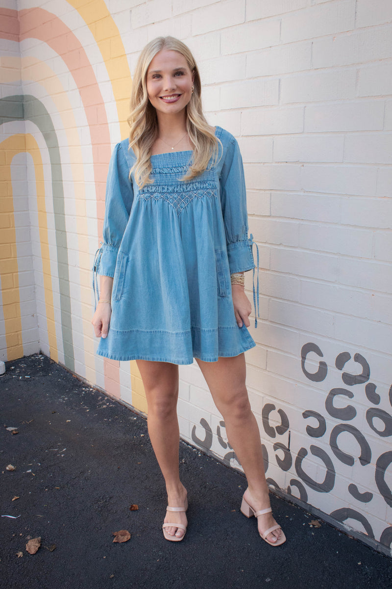 Sonora Denim Mini Dress, Cornflower | Free People