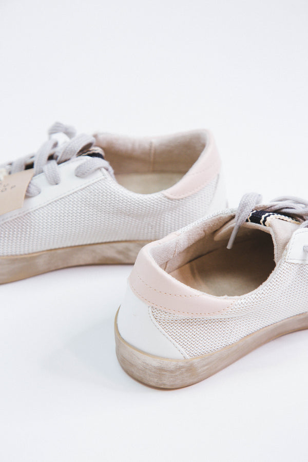 Paula Lace Up Star Sneaker, Bone Mesh  | SHUSHOP