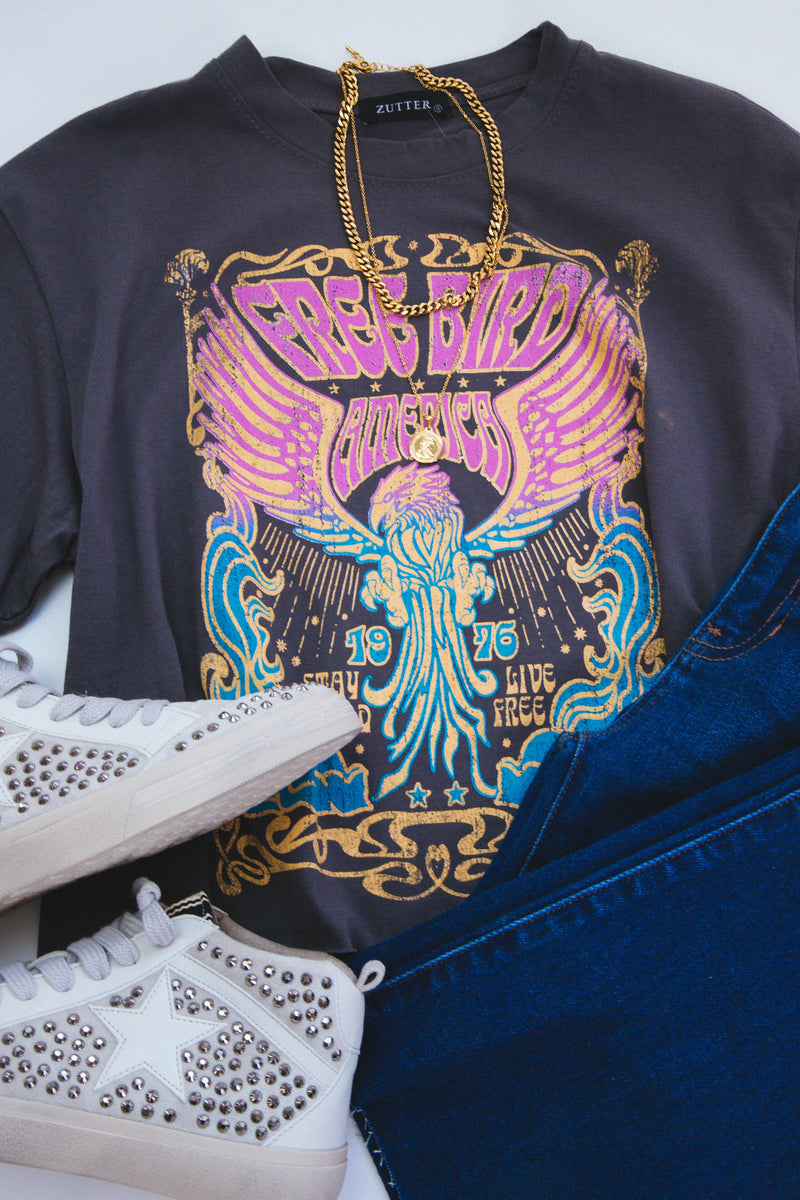 Free Bird America Cropped Tee, Ink