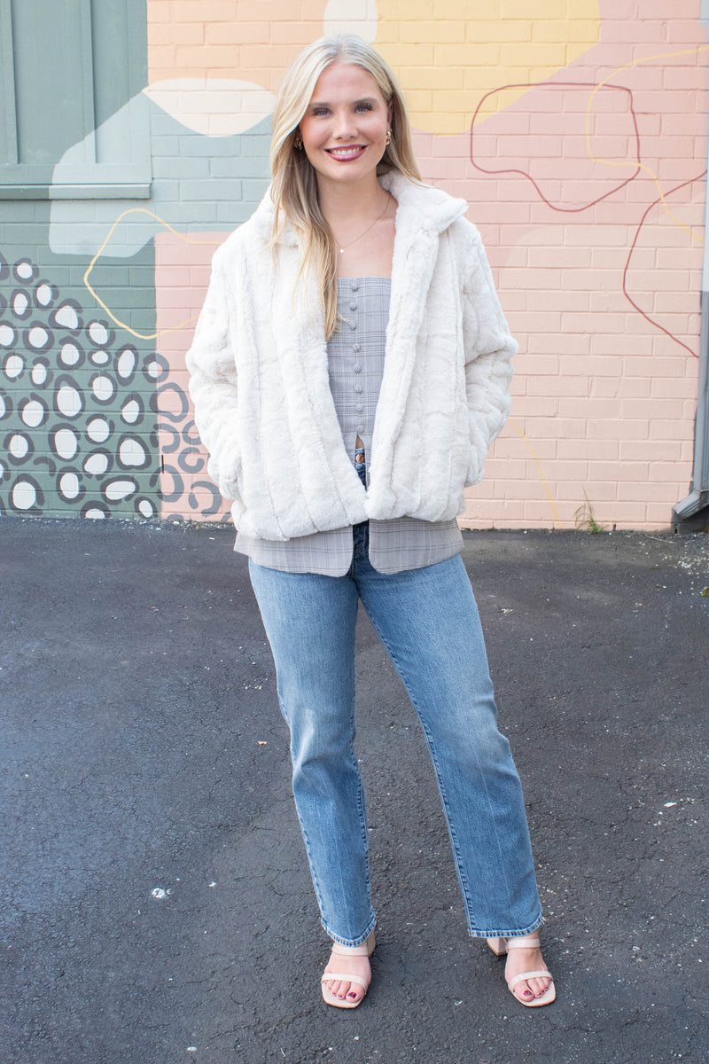 Sarah Faux Fur Jacket, Ivory