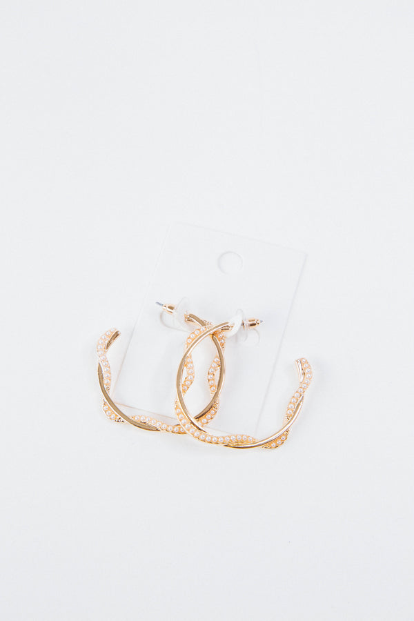 Celeste Twisted Pearl Hoops, Gold
