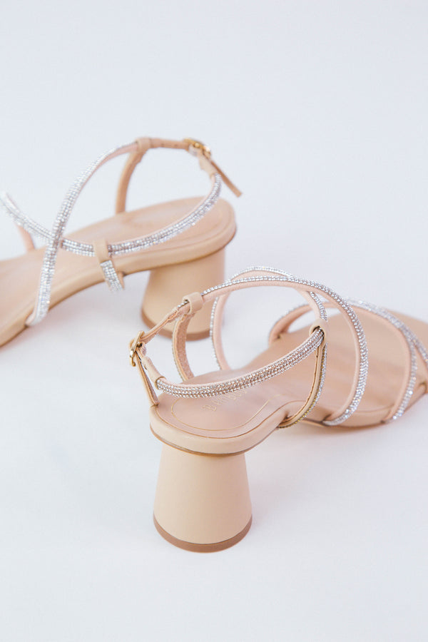 Kind Strappy Rhinestone Heel Sandal, Nude