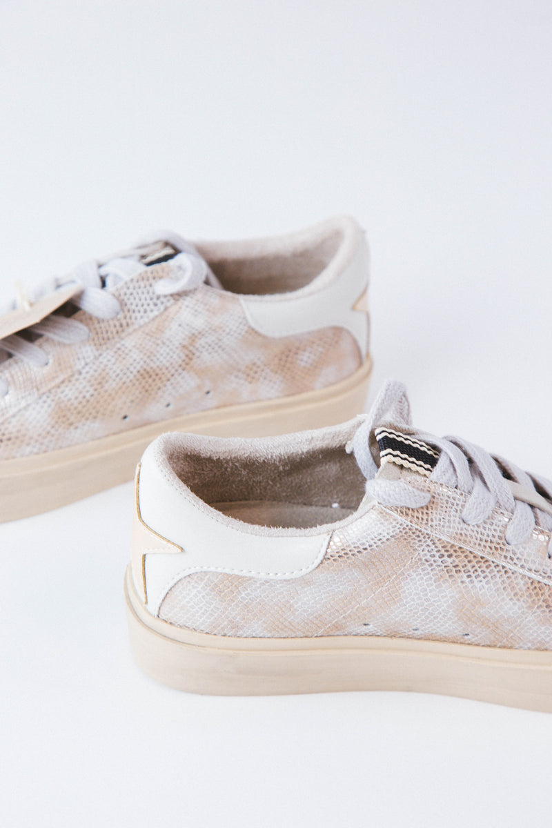 Sienna Sneaker With Star Heel, Gold Snake | SHUSHOP