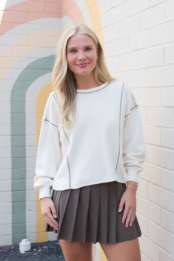 Fan Club Contrast Stitch Sweatshirt, Crystal | Z Supply