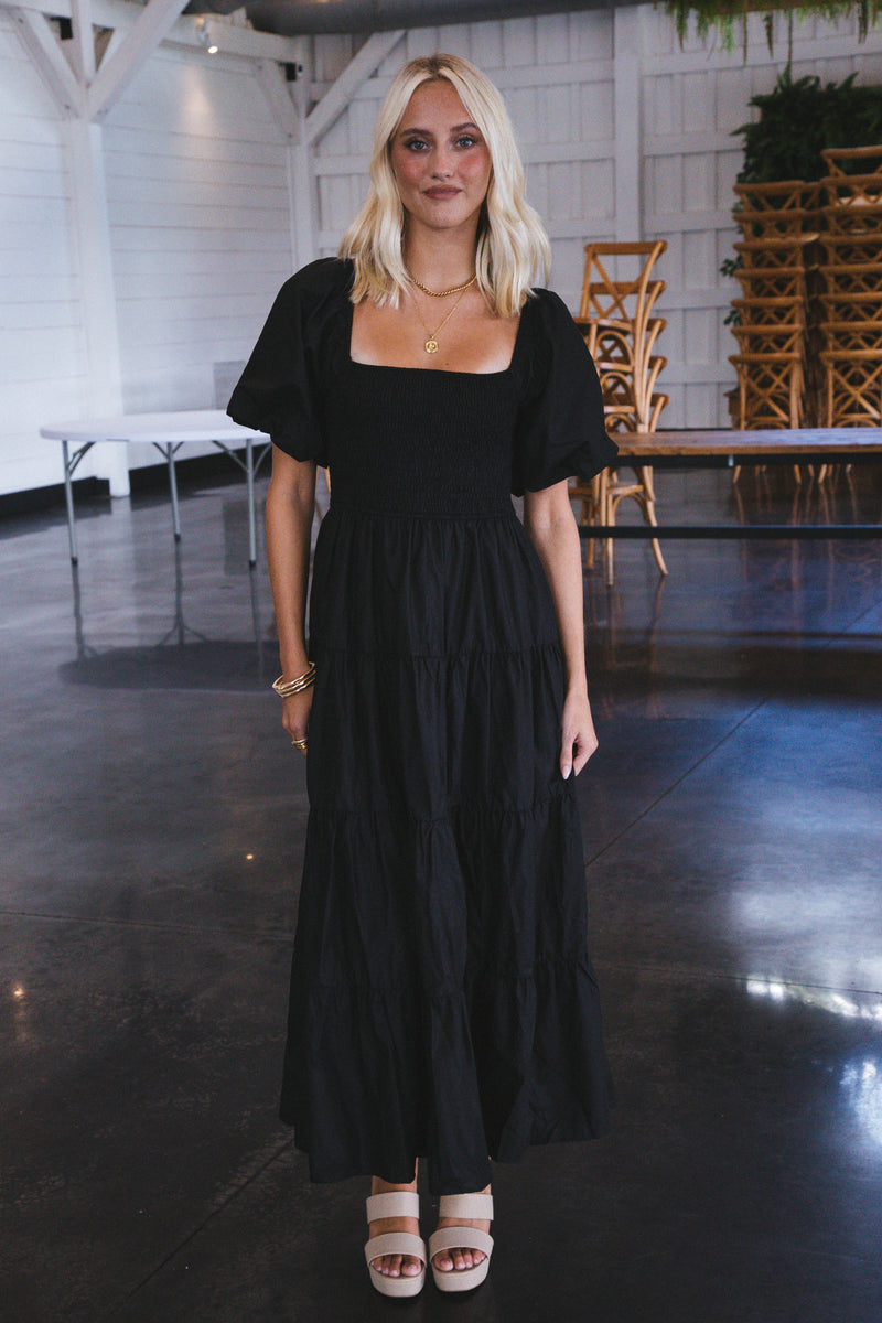 Lua Smocked Maxi Dress, Black