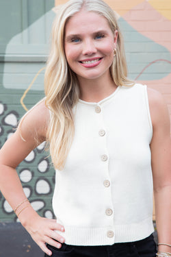 Lina Raw Edge Cardigan Vest, Cream