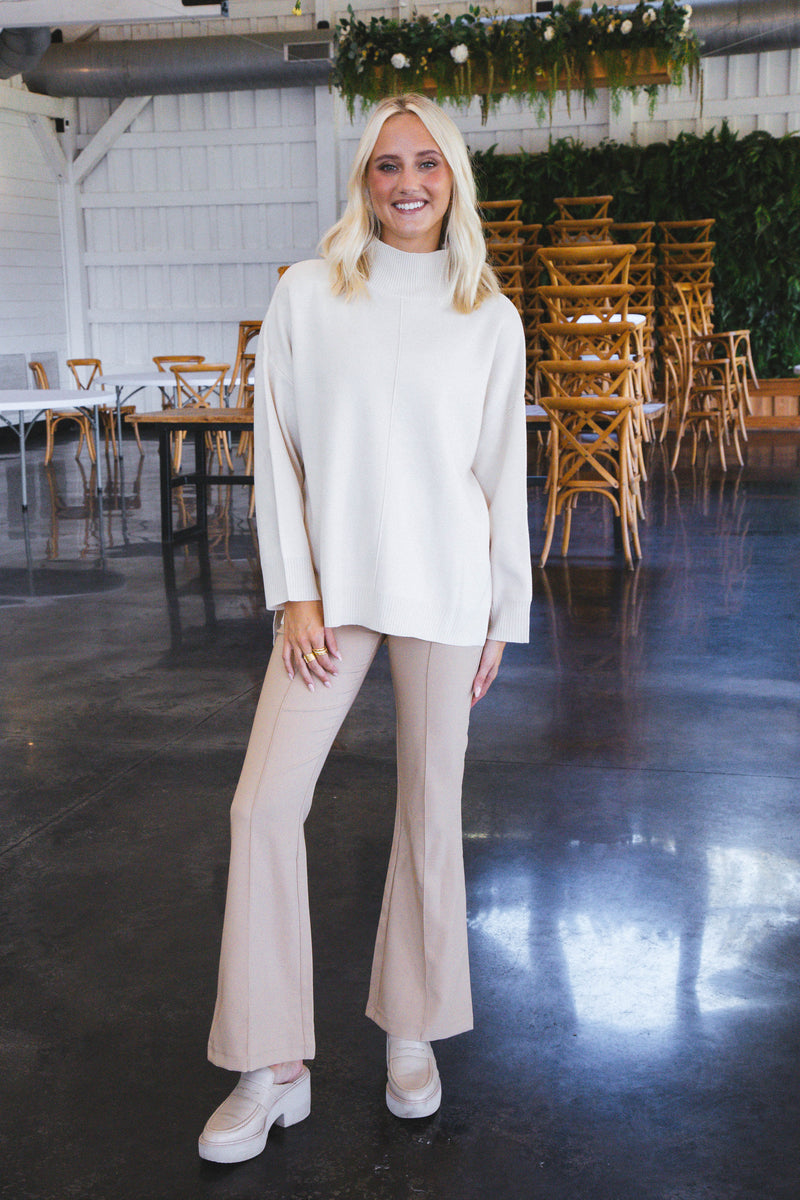 Aiden High Waist Flare Pants, Khaki
