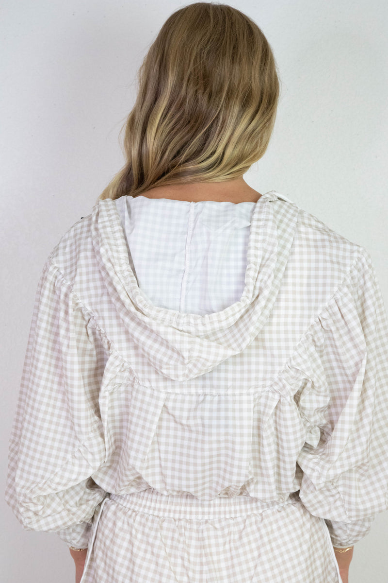 Marin Lightweight Gingham Print Jacket, Beige Gingham