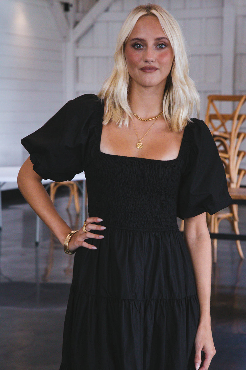 Lua Smocked Maxi Dress, Black