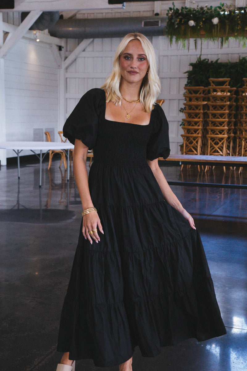 Lua Smocked Maxi Dress, Black