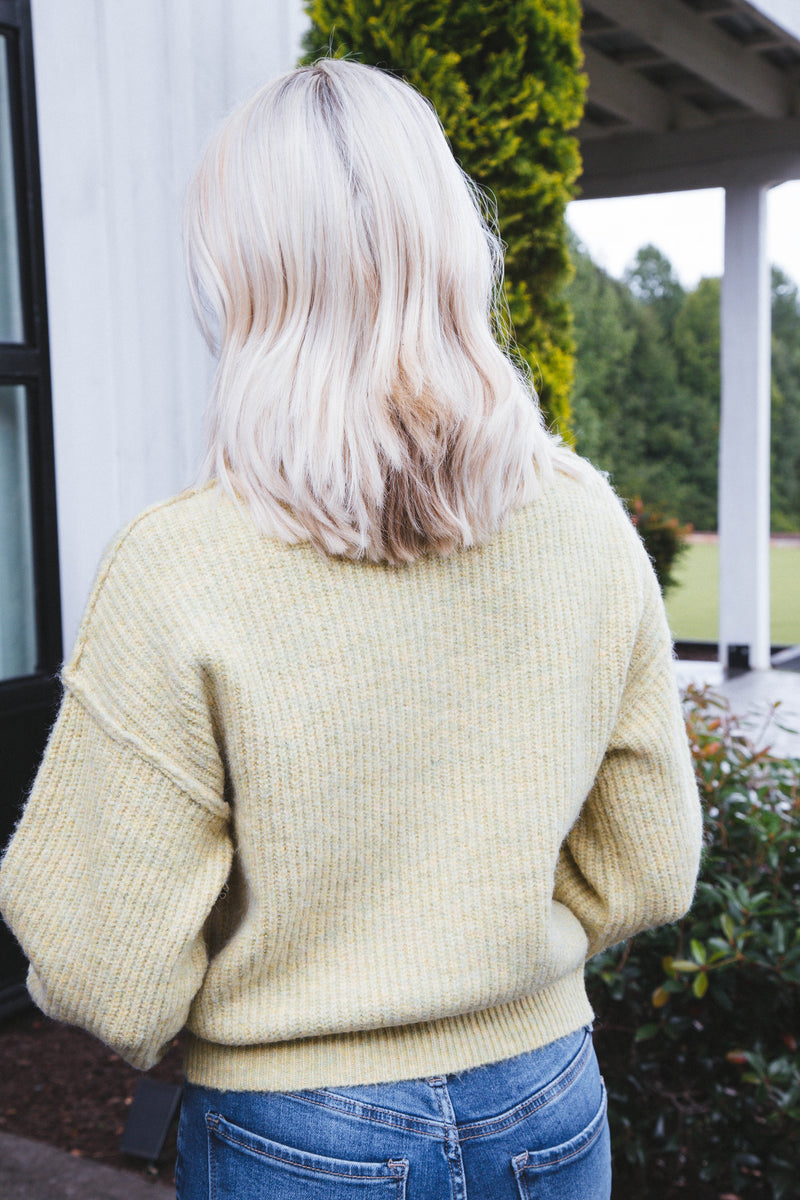 Be True Turtleneck Knit Sweater, Lime