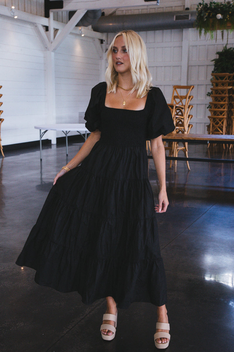 Lua Smocked Maxi Dress, Black