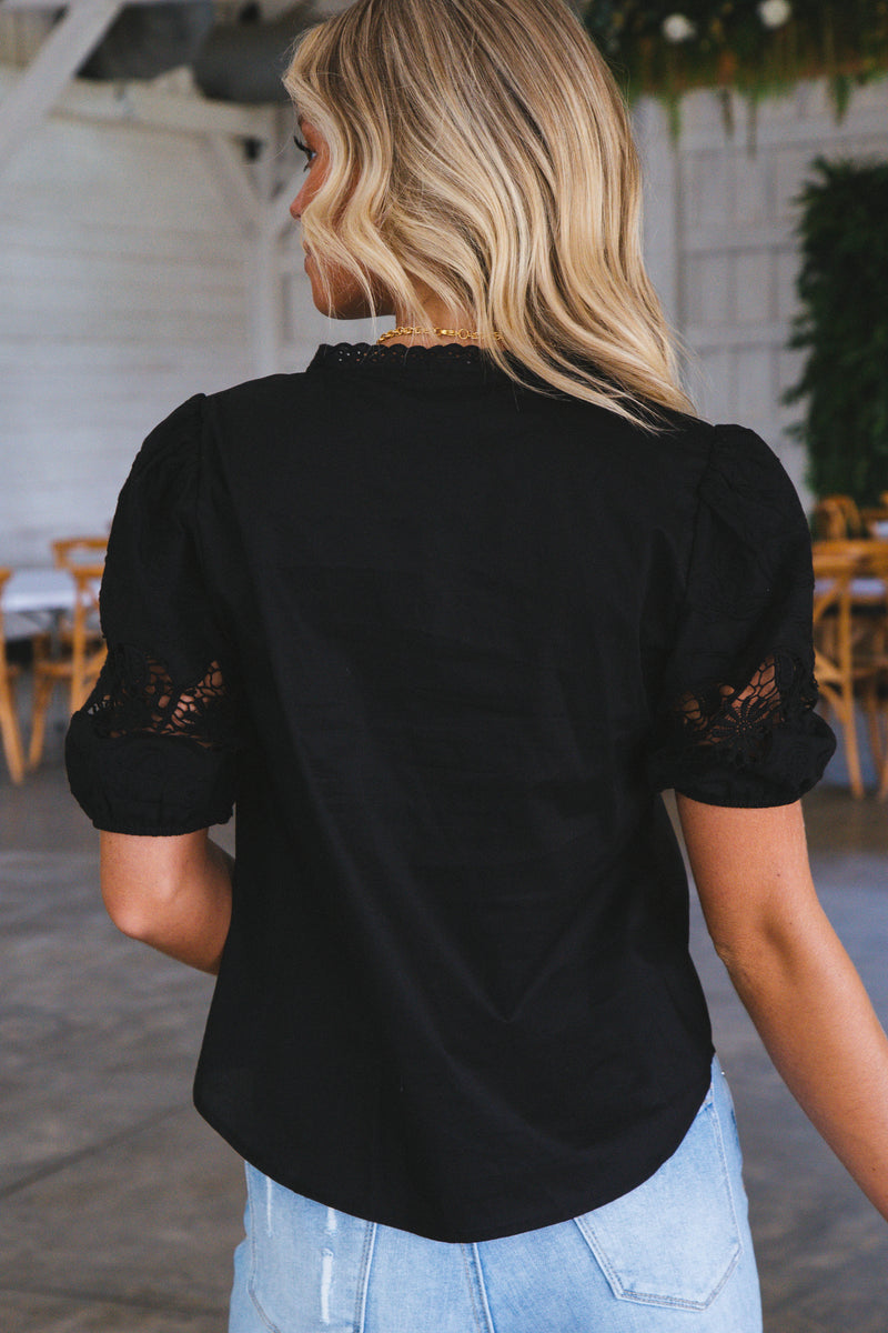 Bianca Button Front Blouse, Black | Sanctuary