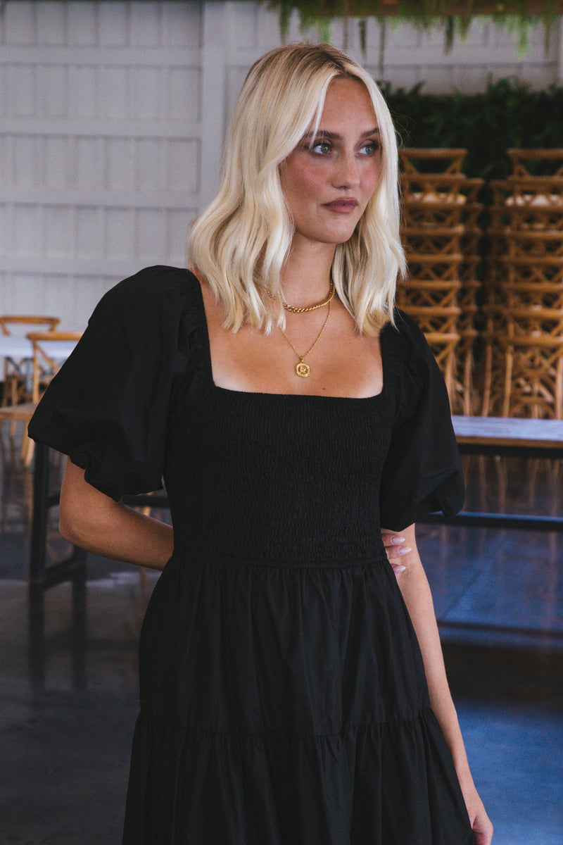 Lua Smocked Maxi Dress, Black