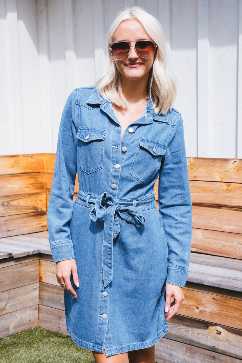 Sahara Denim Button Up Dress, Classic Indigo | Velvet Heart