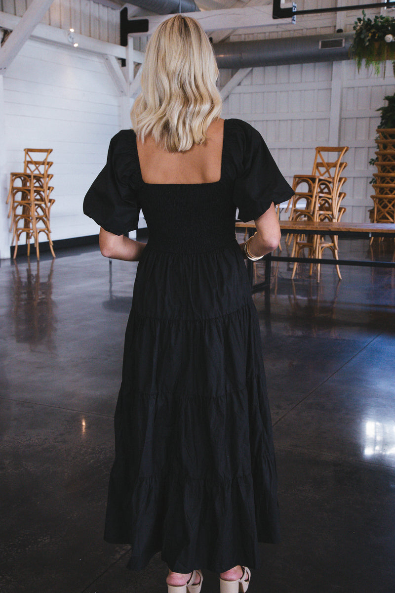 Lua Smocked Maxi Dress, Black