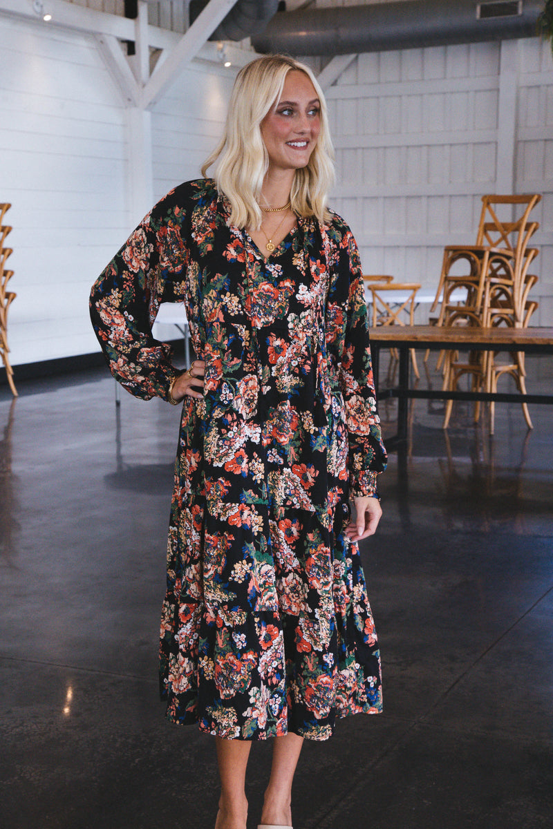 Fall Into Fashion Tiered Maxi Dress, Black
