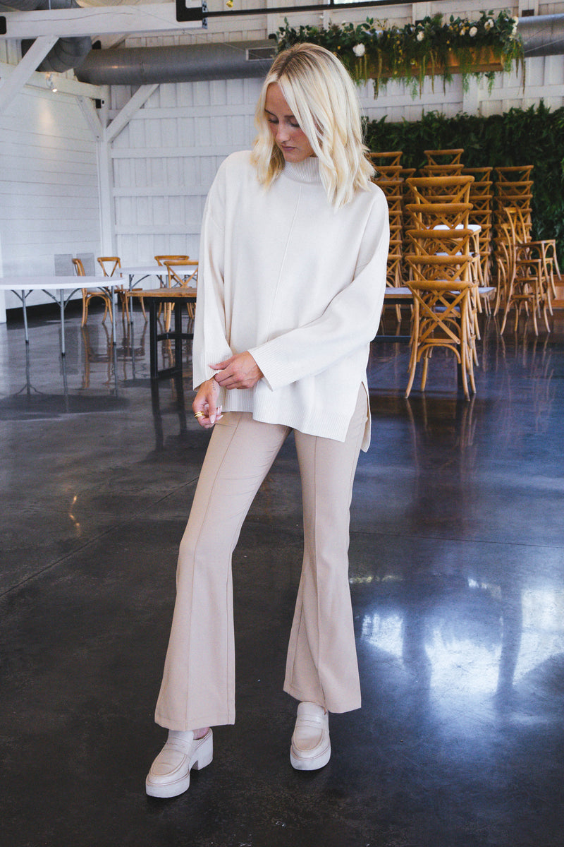 Aiden High Waist Flare Pants, Khaki