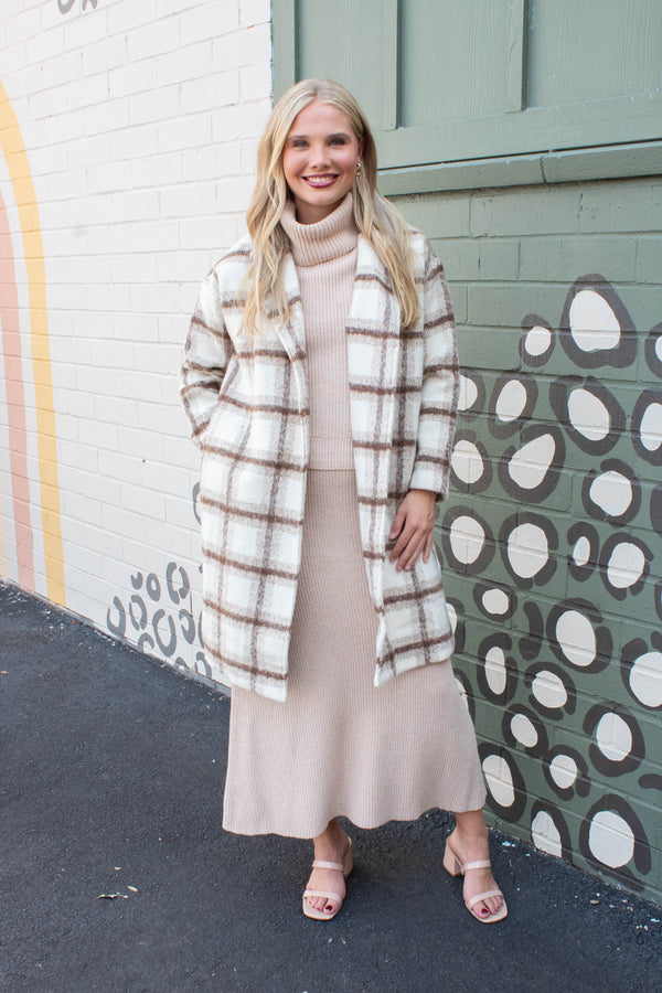 Emily Long Open Front Coat, Ivory Multi | Sadie & Sage