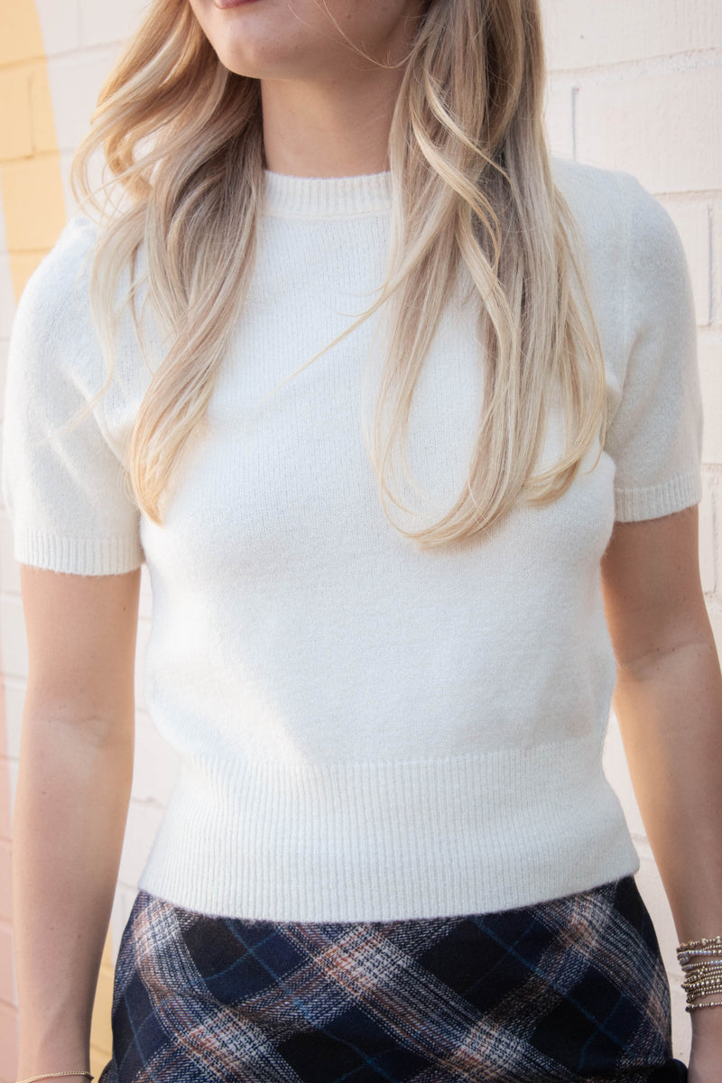 Harper Round Neck Knit Top, Cream