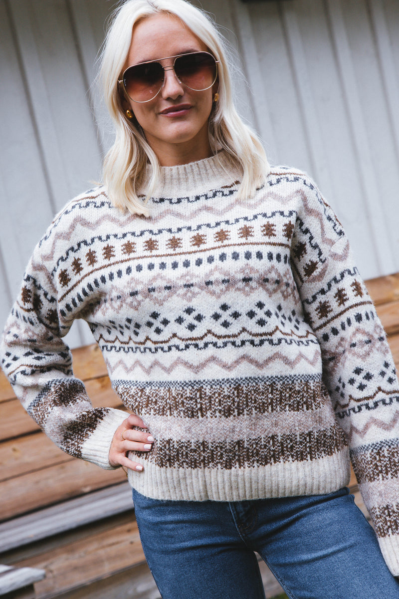 Fayth Fairisle Sweater, Beige